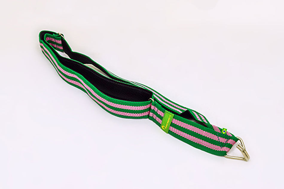 SVM Surdo sling 1 hook padded G/P Green Pink colors of Mangueira Escola do Samba