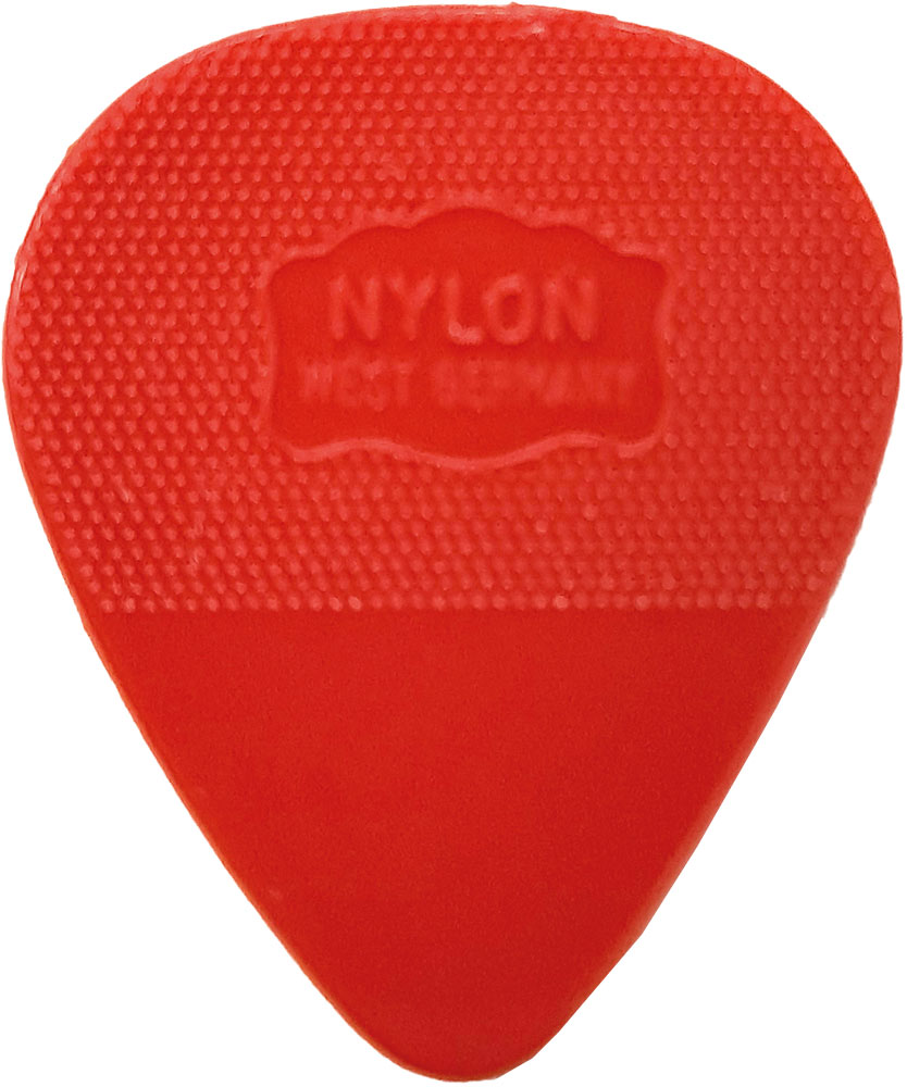 Herdim Red Nylon Pick. 73mm. Single A single medium gauge quality nylon guitar pick. Stamped with Germany