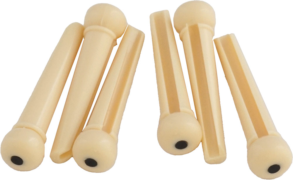 Viking VS-5201C Cream Guitar Bridge Pins, Dot Set of 6 pins with center dot. Suitable for most acoustic guitars