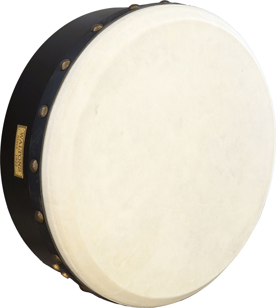 Waltons 2400 15inch Bodhran, Tuneable. Black 12.5cm deep, heavy duty laminated rim with rounded edges and arm cut out