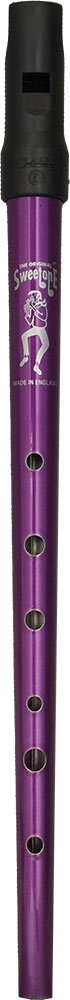 Clarke Sweetone High D Whistle, Purple Traditional tapering tin tube with moulded black plastic mouthpiece