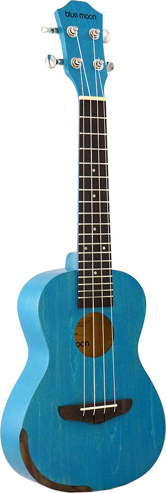 Blue Moon BU-10 Concert Uke, Hand Rubbed Linden wood body with a hand rubbed matt blue finish