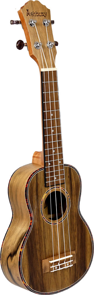 Ashbury AU-89SZ Soprano Uke, DAO Wood Matt finish. DAO wood top, back, sides. Tortoise shell style binding/rosette