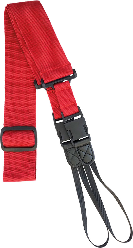 Viking VBS-60R Cotton Banjo Strap, Plain Red Woven cotton. Webbing bracket loops with Delrin side clips