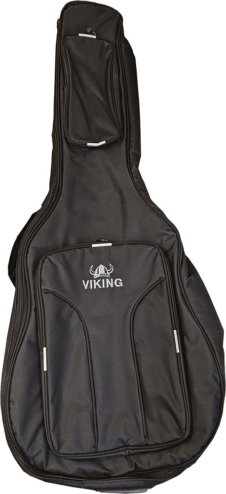 Viking VGB-20-J Deluxe Jumbo Guitar Bag Tough 600D black nylon outer with 10mm padding.Also fits 12 String guitars