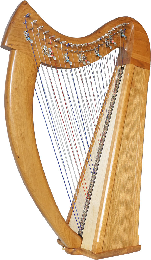 Stoney End Brea Double Strung Harp. CFB Levers 44 strings. Tuned F to F with Featherlite semi tone levers on the CFB strings